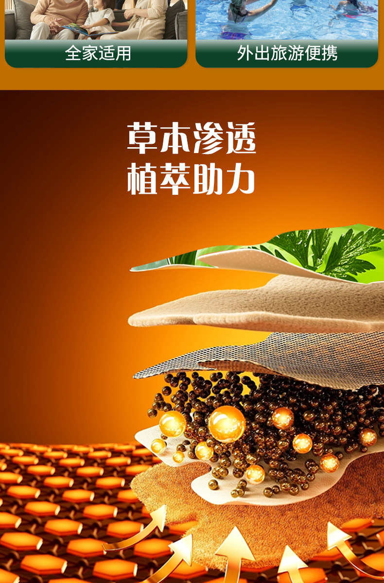 石墨烯骨胶原氨糖贴保健贴膏药贴缓解颈肩腰腿疼发热贴