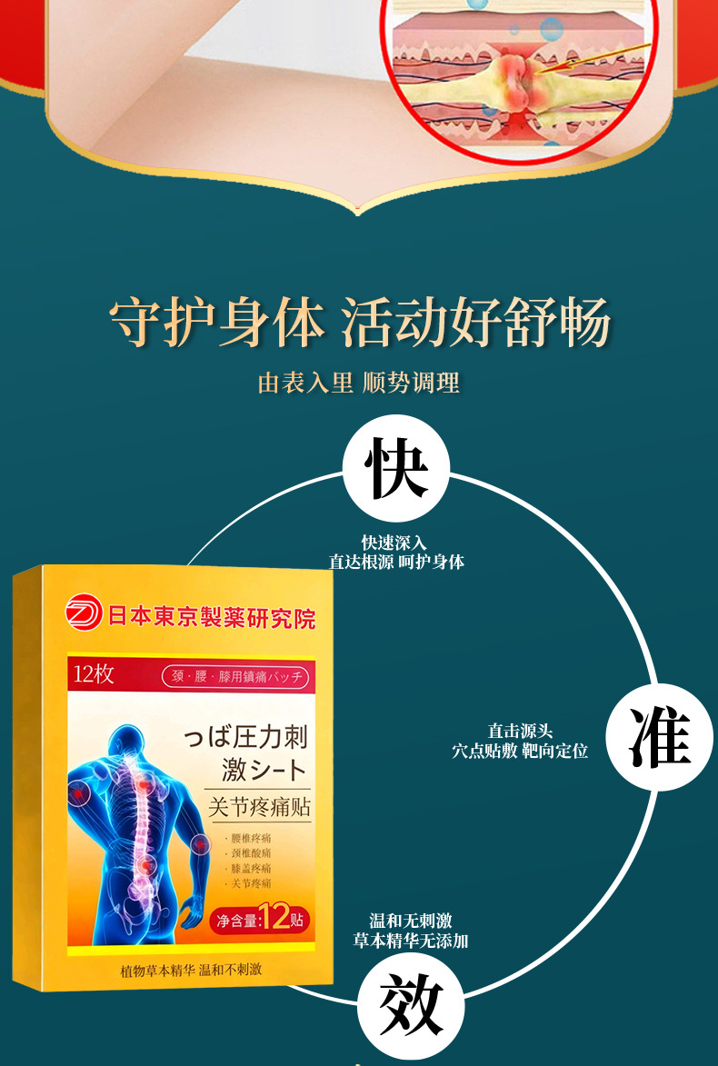 日本关节保健贴温感关节腰间盘贴膏保健贴【现货全网批发可包款】