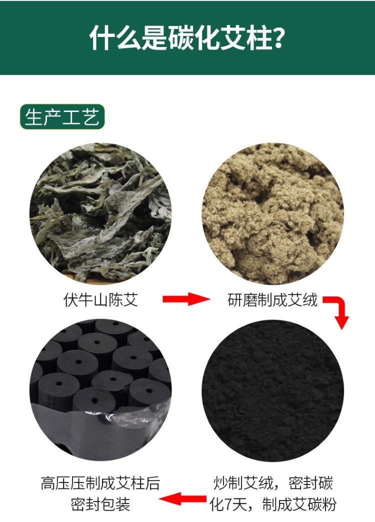 碳化艾条美容院悬灸艾灸艾草条艾绒无家用艾灸柱微烟黑色艾柱