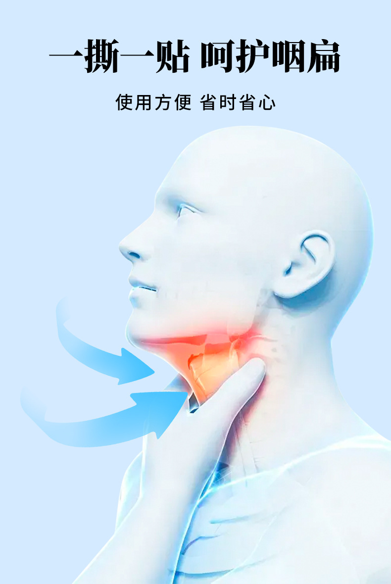 藤株瀬冈制药咽扁贴成人儿童咽喉干疼沙哑不适贴恶心艾灸咽喉贴