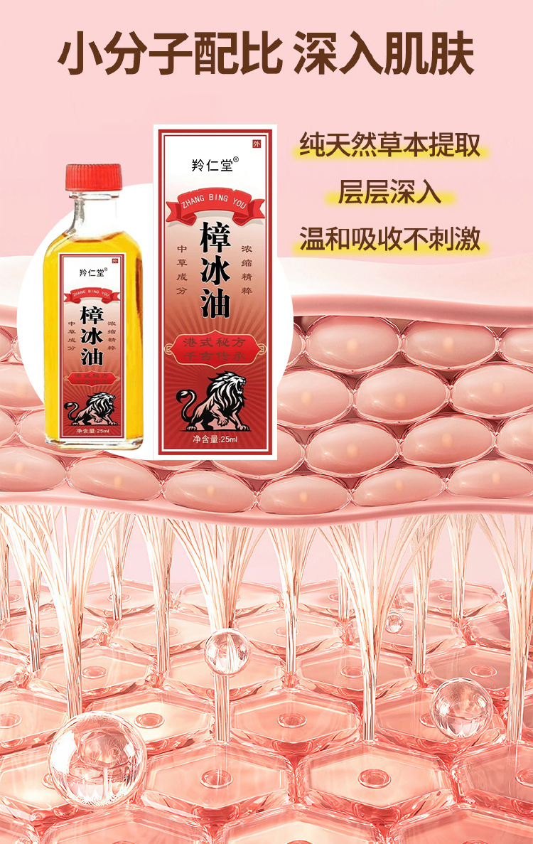 樟冰油25ml透骨液关节腰腿刮痧外用厂家批发按摩精油代发抖快同款