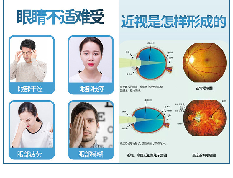 蓝莓叶黄素明目液滴眼缓解眼疲劳干涩鱼腥草眼护理液决明子抑菌液