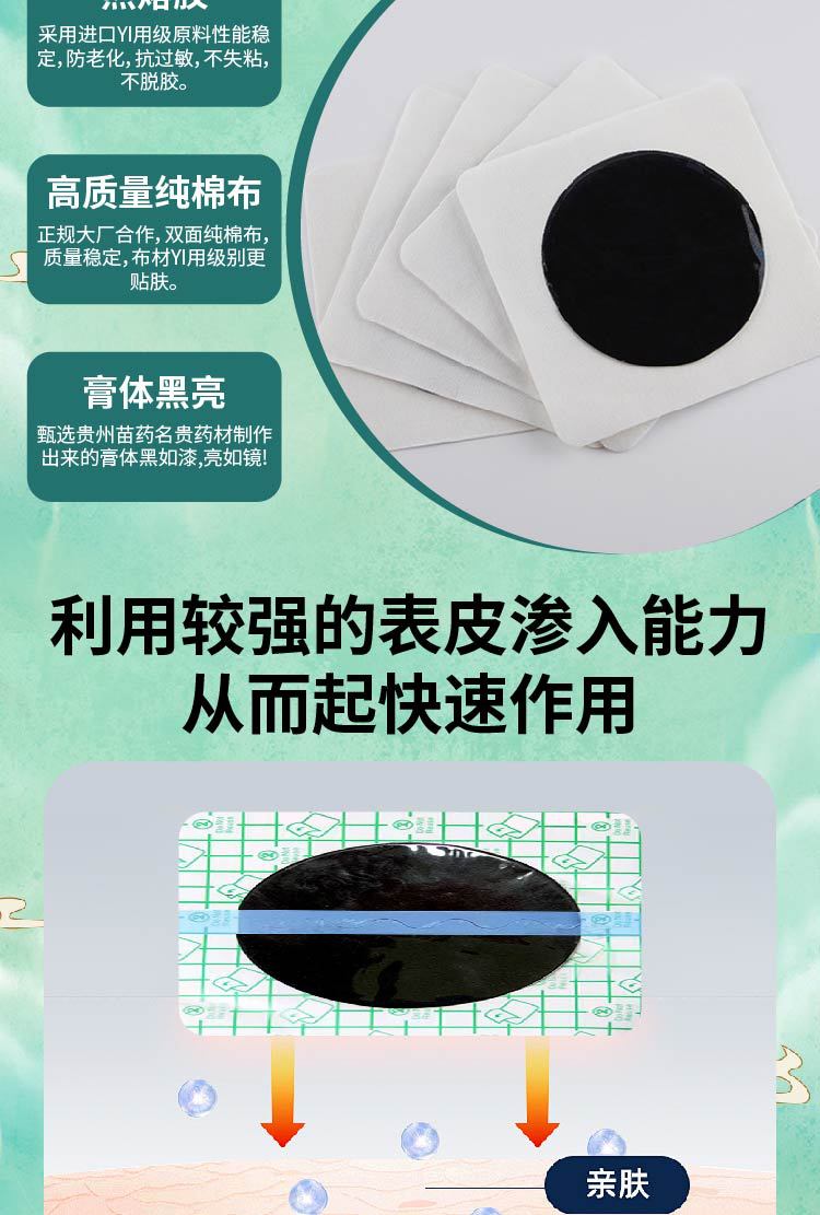 防水膜黑膏贴颈椎腰椎关节足跟贴膏老黑膏透骨贴膏药贴三伏贴定制