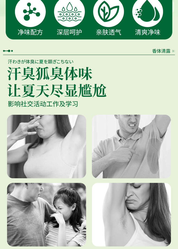 止汗香体走珠液女腋下除臭去狐异味滚珠香体持久淡香通用一件代发