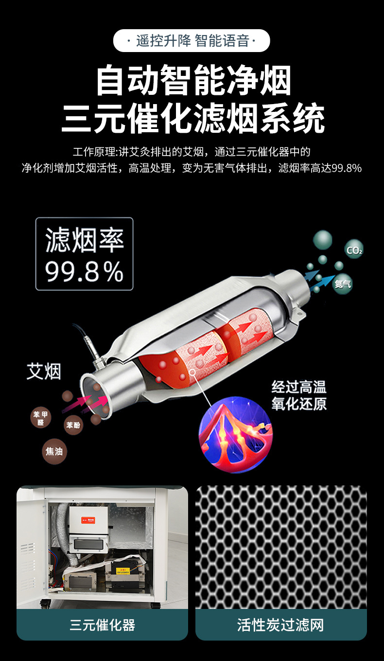 艾灸床三元催化无烟自动点火全身旋转升降语音播报智能升级版坐灸