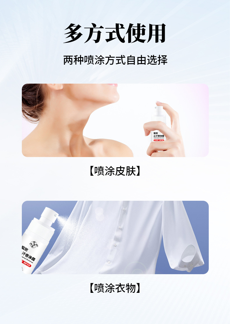 洛健堂止汗香体露男女通用便携旅行腋下异味喷雾持久香体喷雾批发